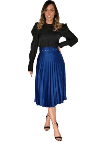 Falda larga color Azul rey talla Grande  estilo Tableada