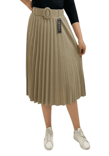 Falda larga color Beige  talla Extragrande  estilo Tableada