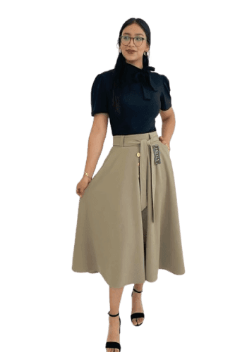 Falda larga color Beige  talla Unitalla estilo Circular