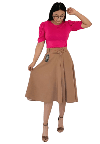 Falda larga color Beige  talla Unitalla estilo Circular