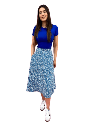 Falda larga color Azul cielo talla Grande  estilo Línea A 