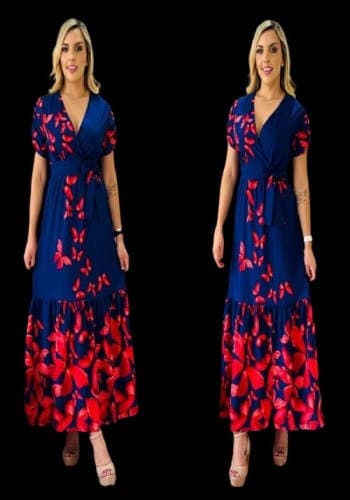 Vestido  largo color Azul rey talla Extragrande  estilo Campesino