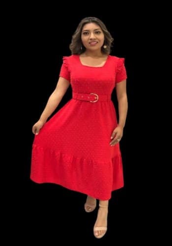 Vestido  largo color Rojo talla Mediano estilo Campesino