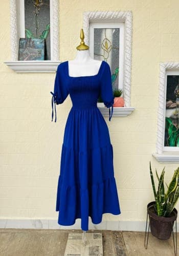 Vestido  largo color Azul rey talla Unitalla estilo Olanes 