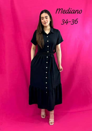 Vestido  largo color Negro talla Mediano estilo Campesino