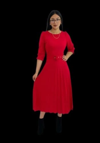 Vestido  largo color Rojo talla Grande  estilo Tableado