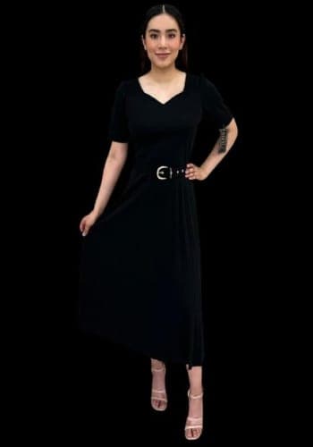 Vestido  largo color Negro talla Grande  estilo Tableado