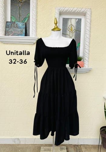 Vestido  largo color Negro talla Unitalla estilo Olanes 