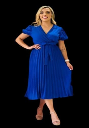 Vestido  largo color Azul rey talla Extragrande  estilo Tableado