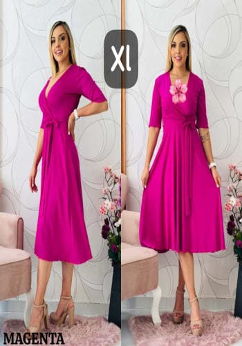 Vestido  largo color Fiusha  talla Extragrande  estilo Circular