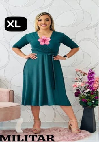 Vestido  largo color Verde botella  talla Extragrande  estilo Circular