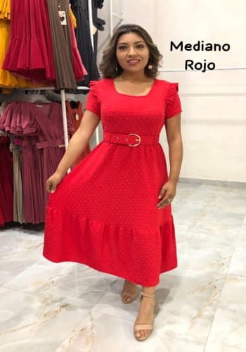 Vestido  largo color Rojo talla Mediano estilo Circular