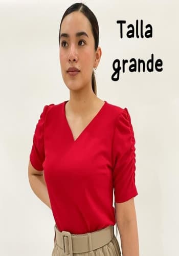 Blusa larga color Rojo talla Grande  estilo Cuello V