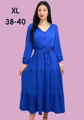 Vestido  largo color Azul rey talla Extragrande  estilo Doble olan