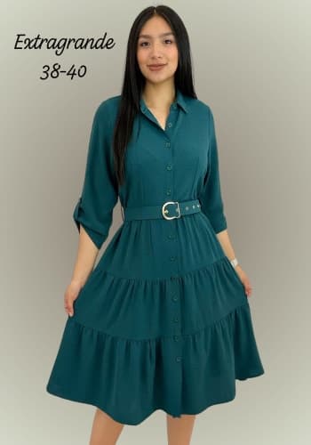 Vestido  largo color Verde botella  talla Extragrande  estilo Olanes 