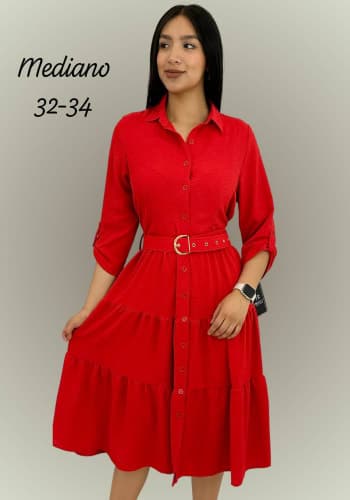 Vestido  largo color Rojo talla Mediano estilo Olanes 