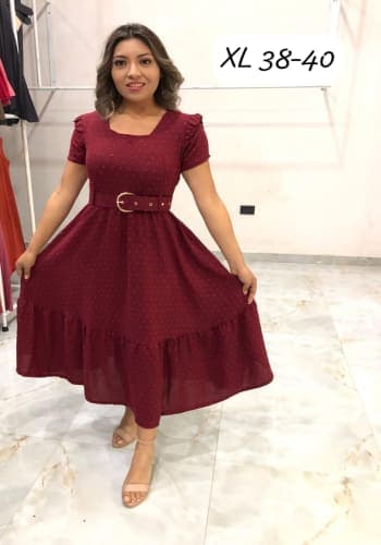 Vestido  largo color Vino talla Extragrande  estilo Circular