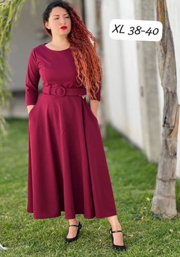 Vestido  largo color Vino talla Extragrande  estilo Circular
