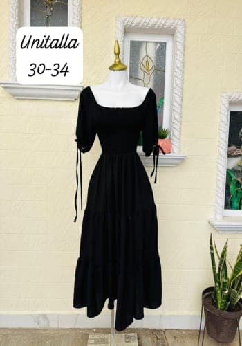 Vestido  largo color Negro talla Unitalla estilo Olanes 