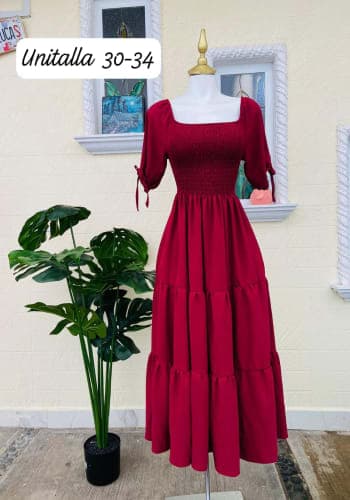 Vestido  largo color Vino talla Unitalla estilo Olanes 