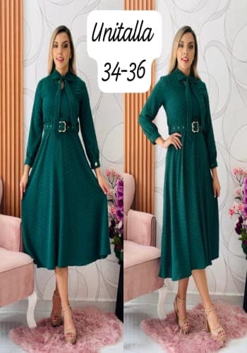 Vestido  largo color Verde botella  talla Unitalla estilo Circular