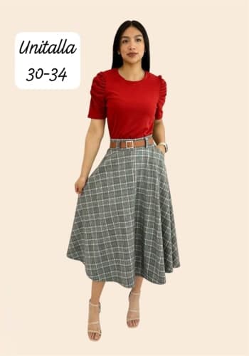 Falda larga color Gris talla Unitalla estilo Circular