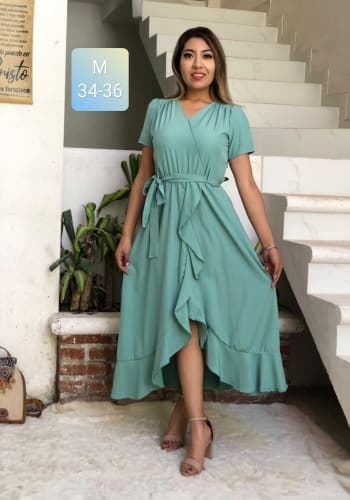 Vestido  largo color Pistache talla Mediano estilo Olanes 