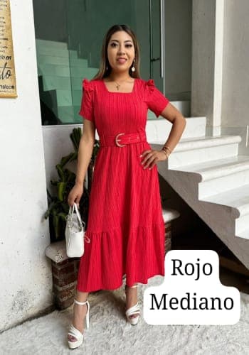 Vestido  largo color Rojo talla Mediano estilo Campesino