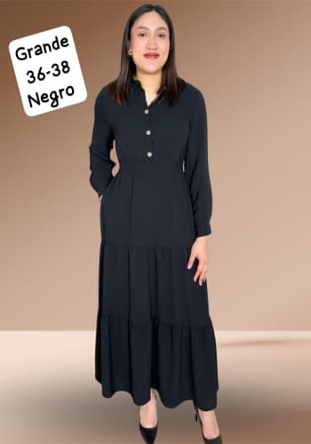 Vestido  largo color Negro talla Grande  estilo Olanes 