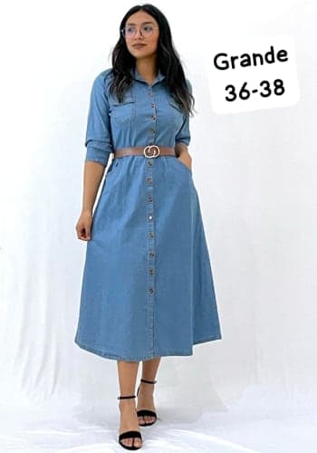 Vestido  largo color Bleach talla Grande  estilo Camisero 