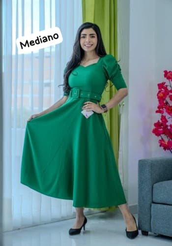 Vestido  largo color Verde keli talla Mediano estilo Circular