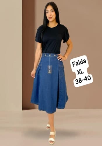 Falda larga color Pitufo talla Extragrande  estilo Línea A