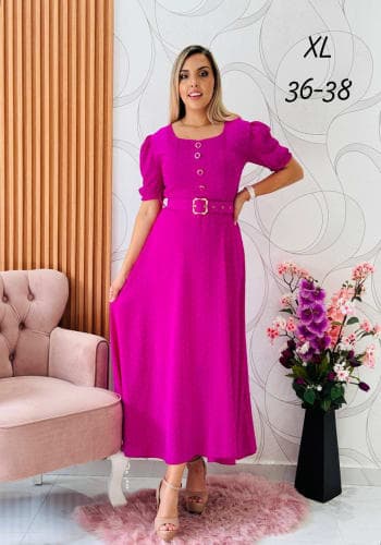Vestido  largo color Fiusha  talla Grande  estilo Línea A