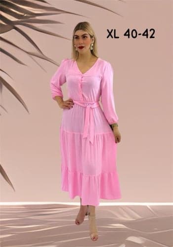 Vestido  largo color Rosa bebe talla Extragrande  estilo Olanes 