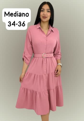 Vestido  largo color Rosa mauve talla Mediano estilo Olanes 