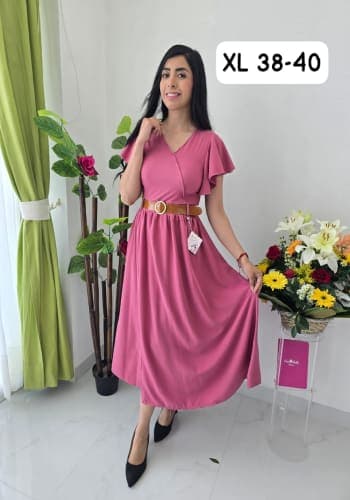 Vestido  largo color Palo de rosa  talla Extragrande  estilo Circular