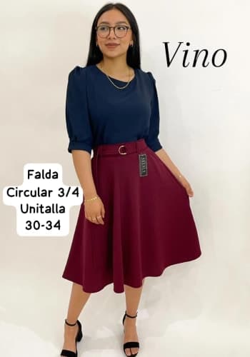 Falda larga color Vino talla Unitalla estilo Circular