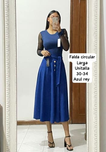 Falda larga color Azul rey talla Unitalla estilo Circular