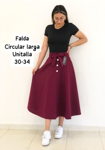 Falda larga color Vino talla Unitalla estilo Circular