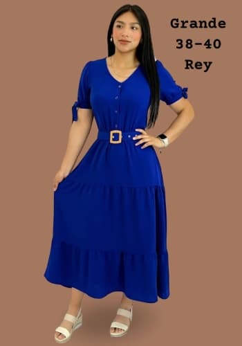 Vestido  largo color Azul rey talla Grande  estilo Olanes 
