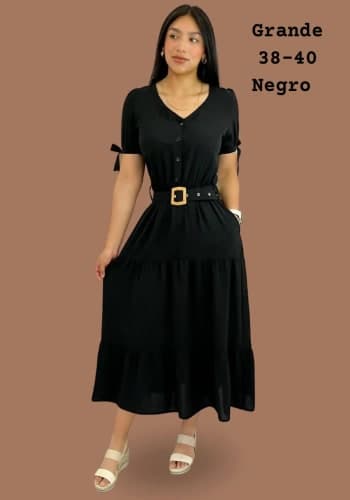 Vestido  largo color Negro talla Grande  estilo Olanes 