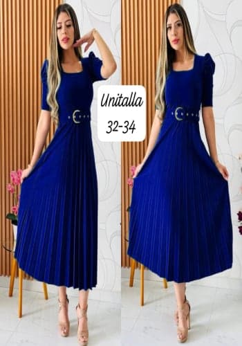 Vestido  largo color Azul rey talla Unitalla estilo Tableado