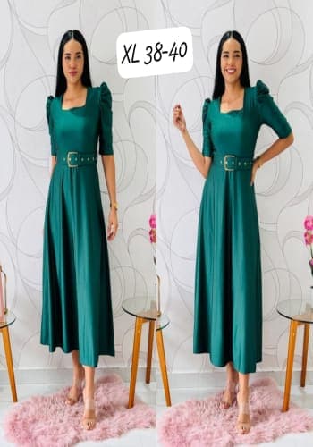 Vestido  largo color Verde botella  talla Extragrande  estilo Circular