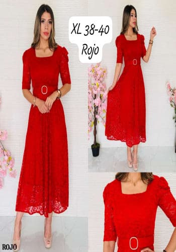 Vestido  largo color Rojo talla Extragrande  estilo Línea A