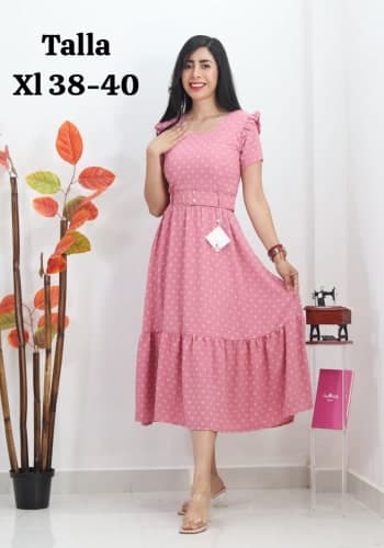 Vestido  largo color Palo de rosa  talla Extragrande  estilo Olanes 