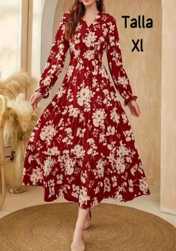 Vestido  largo color Vino talla Extragrande  estilo Circular